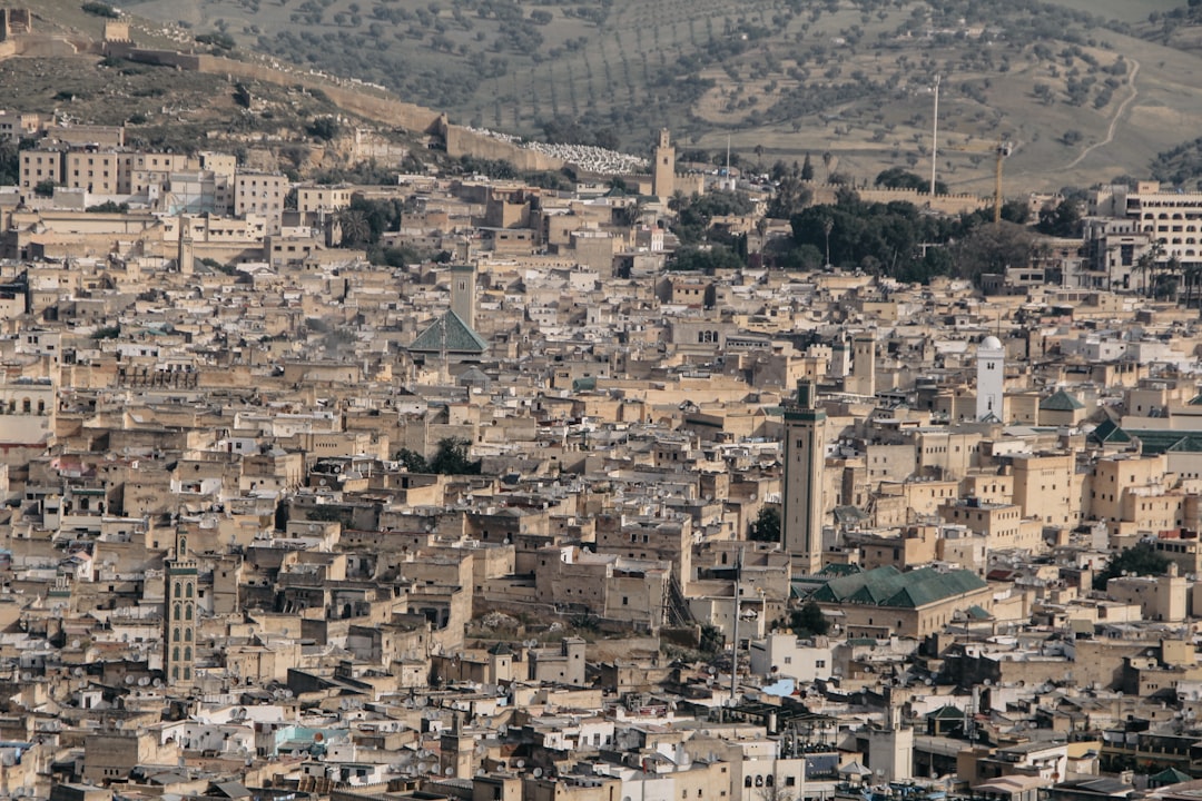 Fes medina UNESCO world heritage site aerial view