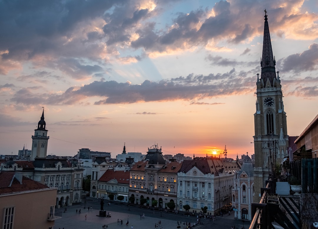 Petrovaradin Fortress Novi Sad clock tower sunset view
