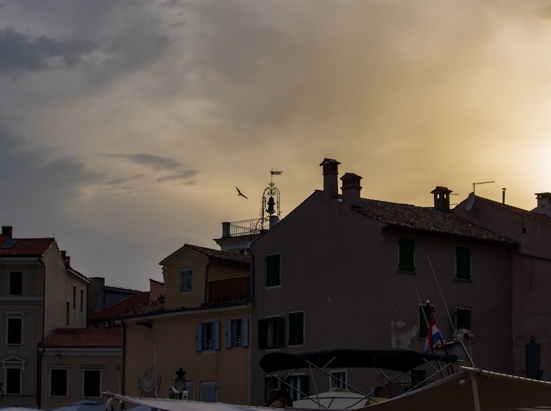 St Euphemia Cathedral Rovinj Croatia sunset view from terrace