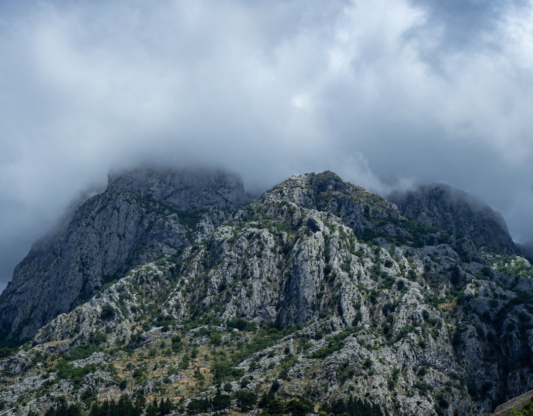 Heavy rain storm clouds over Balkan mountains