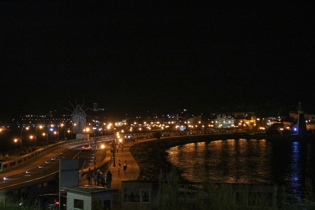 Nightlife street Golden Sands Bulgaria neon signs bars crowds