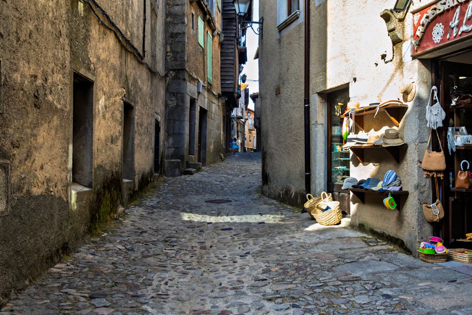 Plovdiv Narrow Street cobblestone facades artisan shops