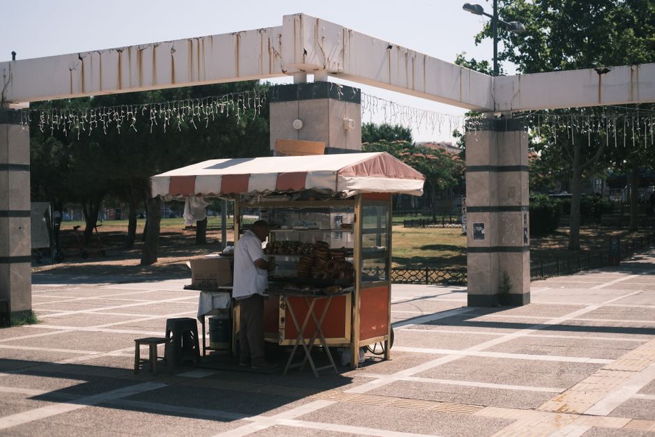 Ksamil Albania street food burek byrek stall