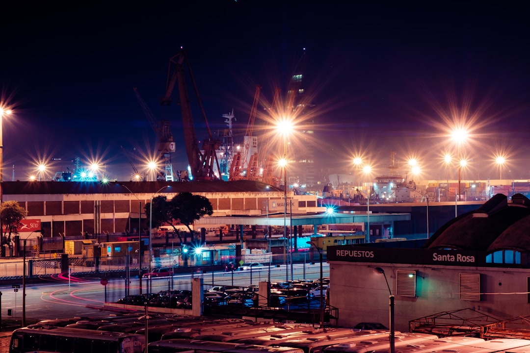 LNG terminal loading dock night lights Balkans