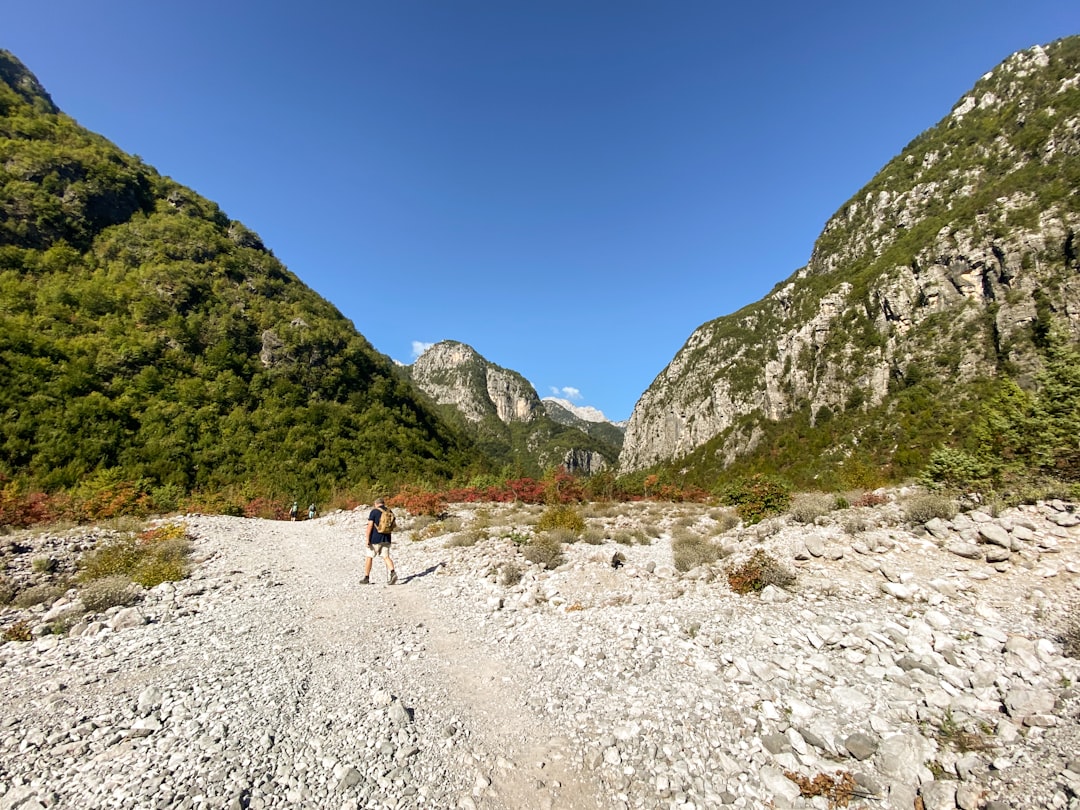 Theth to Valbona road Albania winding mountain path