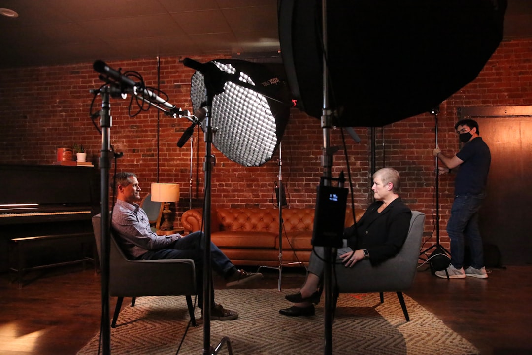 Angela Dimitriou interview setting television studio