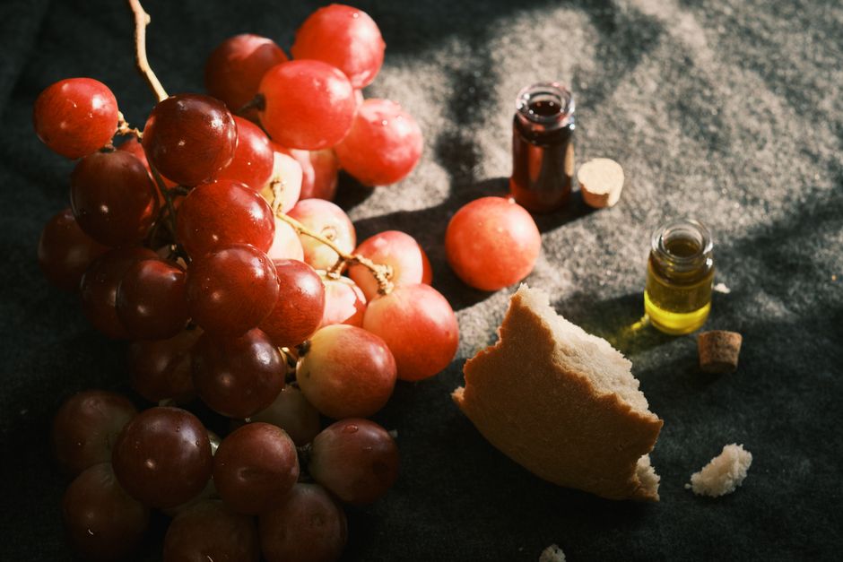 Mount Athos Greece monastic refectory simple meal bread olives wine