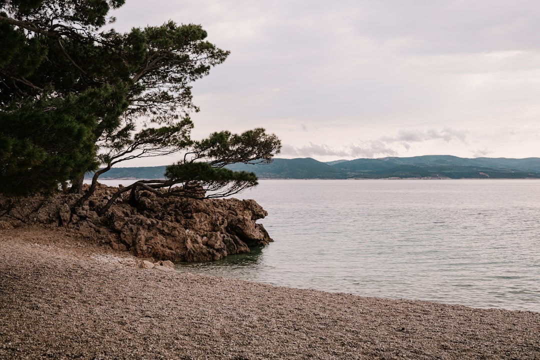Croatian pebble beach Split clear water white stones