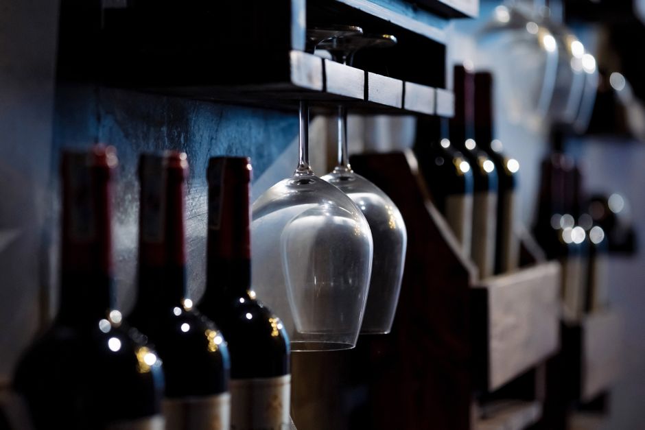 Kotor Bar 18 interior dim lighting wine glasses