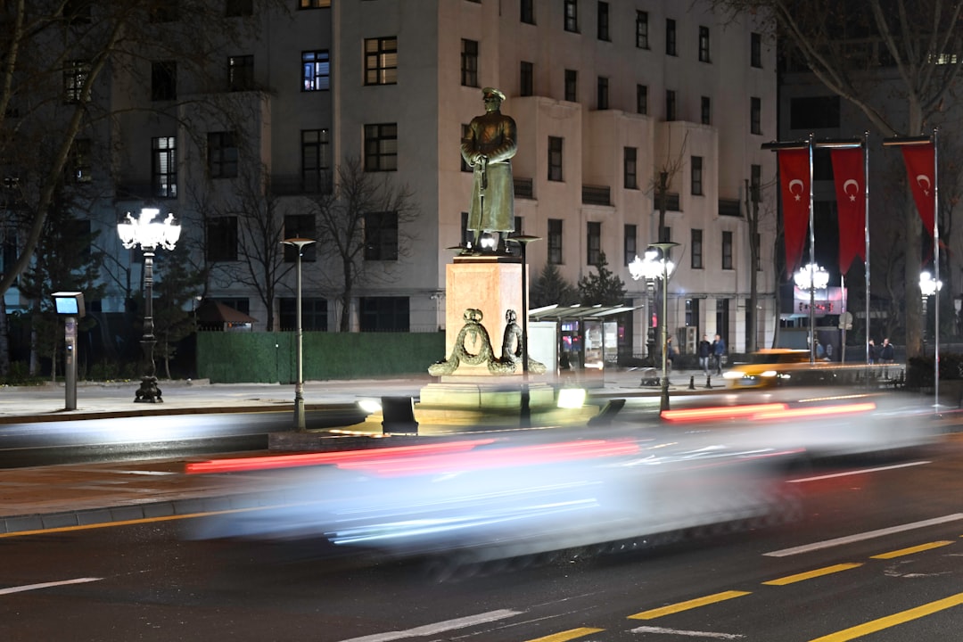 Turkish Parliament building Ankara night lights