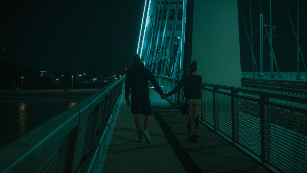 Novi Sad Danube Promenade night view illuminated bridges