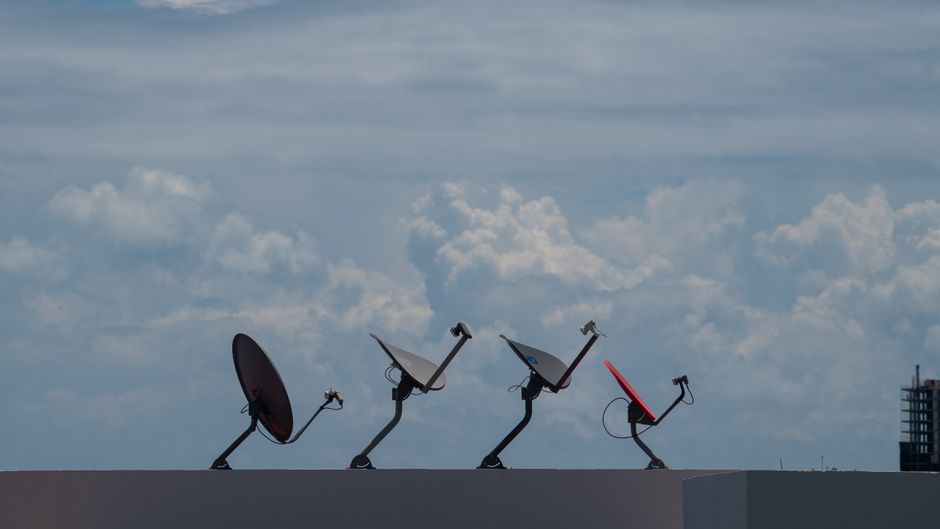 DirecTV satellite dish Latin America football broadcast