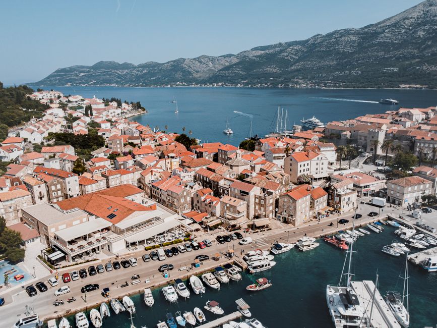 Viganj Beach parking area Korcula Croatia coastal road