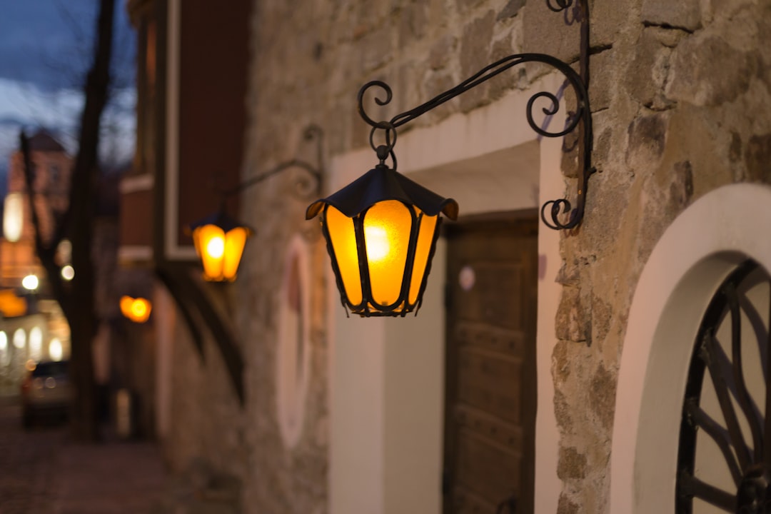 Old Town Synagogue Plovdiv Bulgaria exterior night narrow street