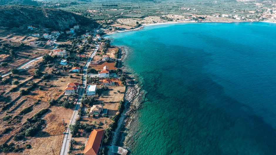 Aigialeia municipality map Greece coastal view