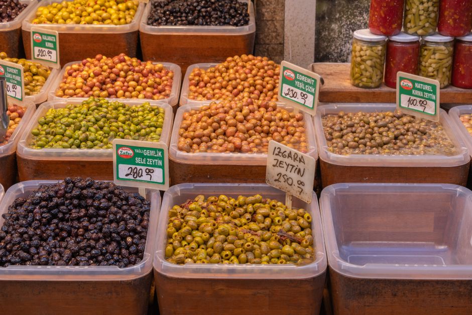 Meteora Greece local market fresh produce olives cheese