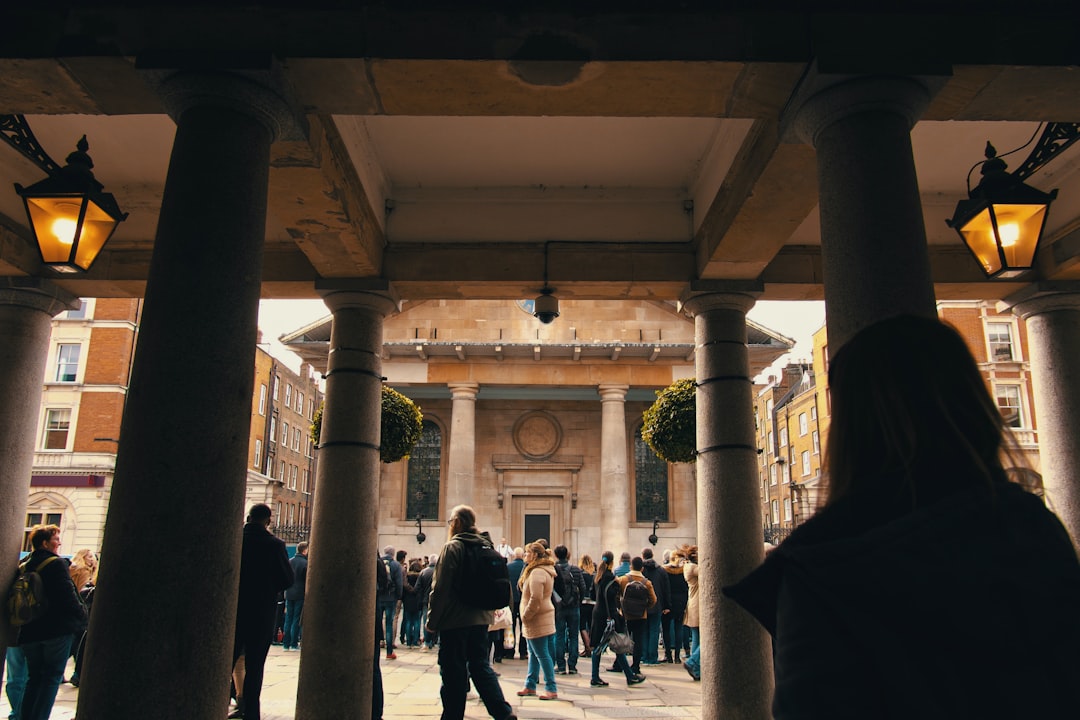 Greek university campus entrance students walking