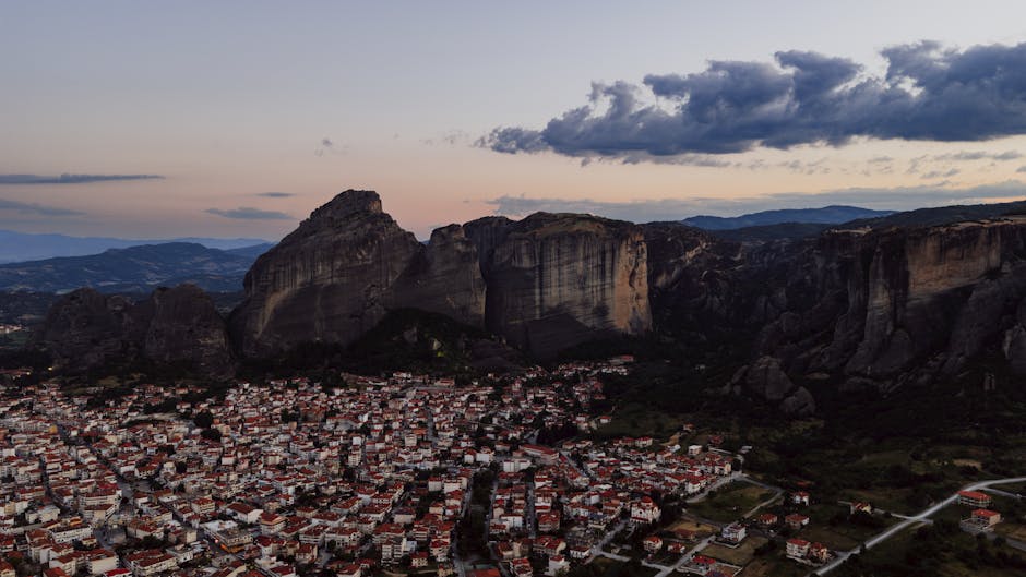 Kastraki village Meteora Greece bar terrace night view