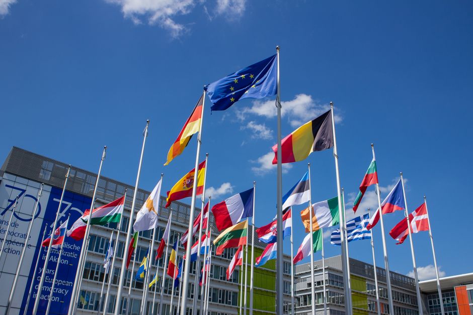 North Macedonia Bulgaria diplomatic meeting EU flags