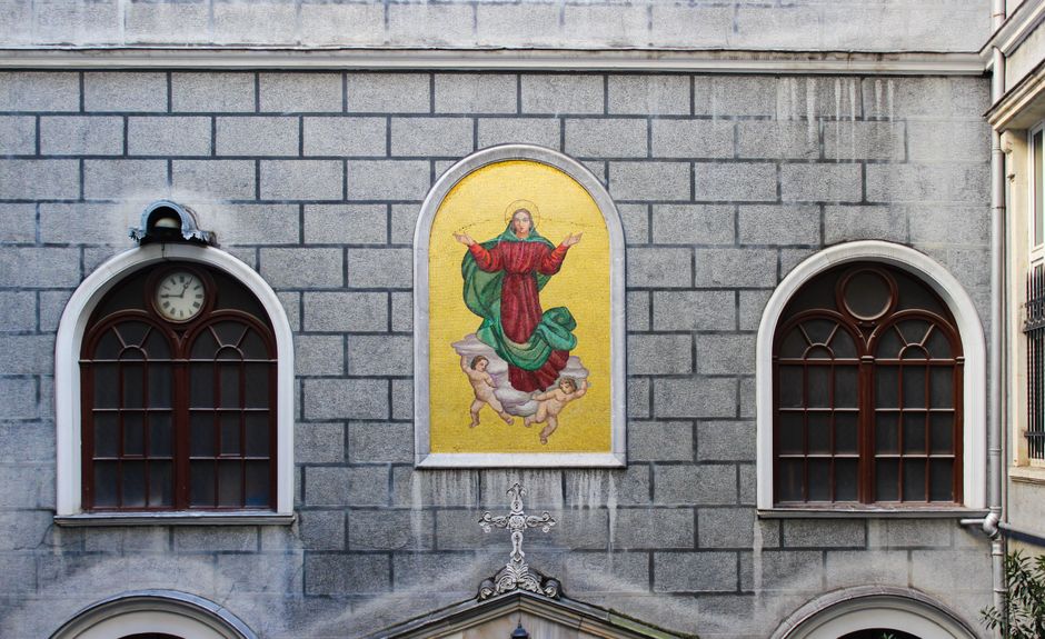 Studenica Monastery apse Virgin Mary fresco Nemanjic family