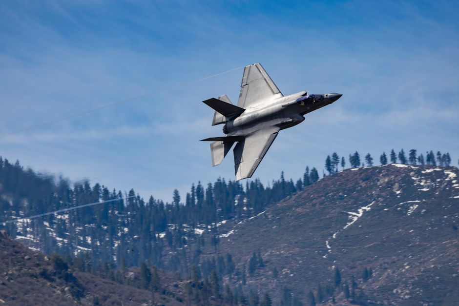 F-35 Lightning II fighter jet in flight over Europe