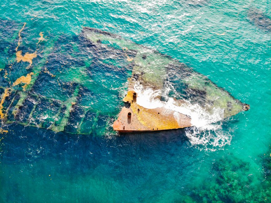 Broken hull of Baron destroyer wreck Split Croatia underwater