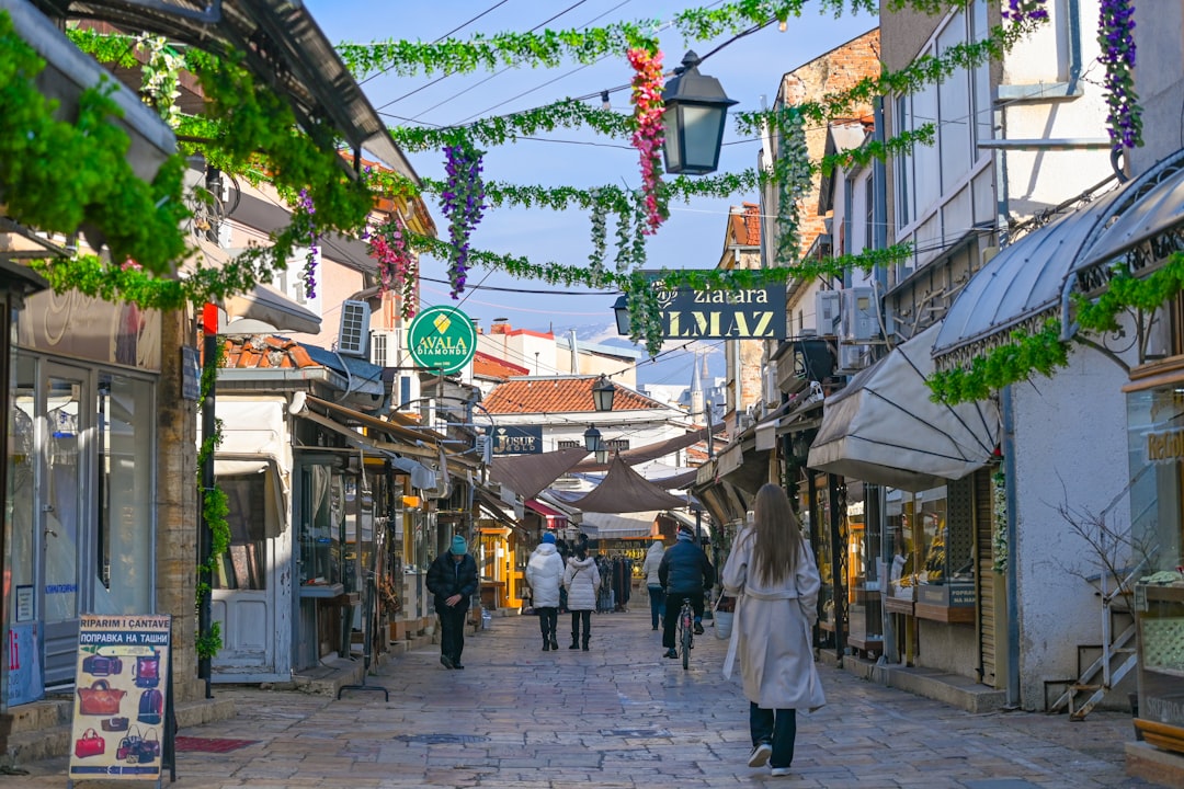 Ohrid Bazaar North Macedonia fresh produce market street scene