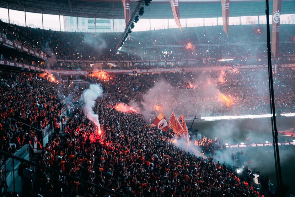 Galatasaray stadium night match crowd Istanbul