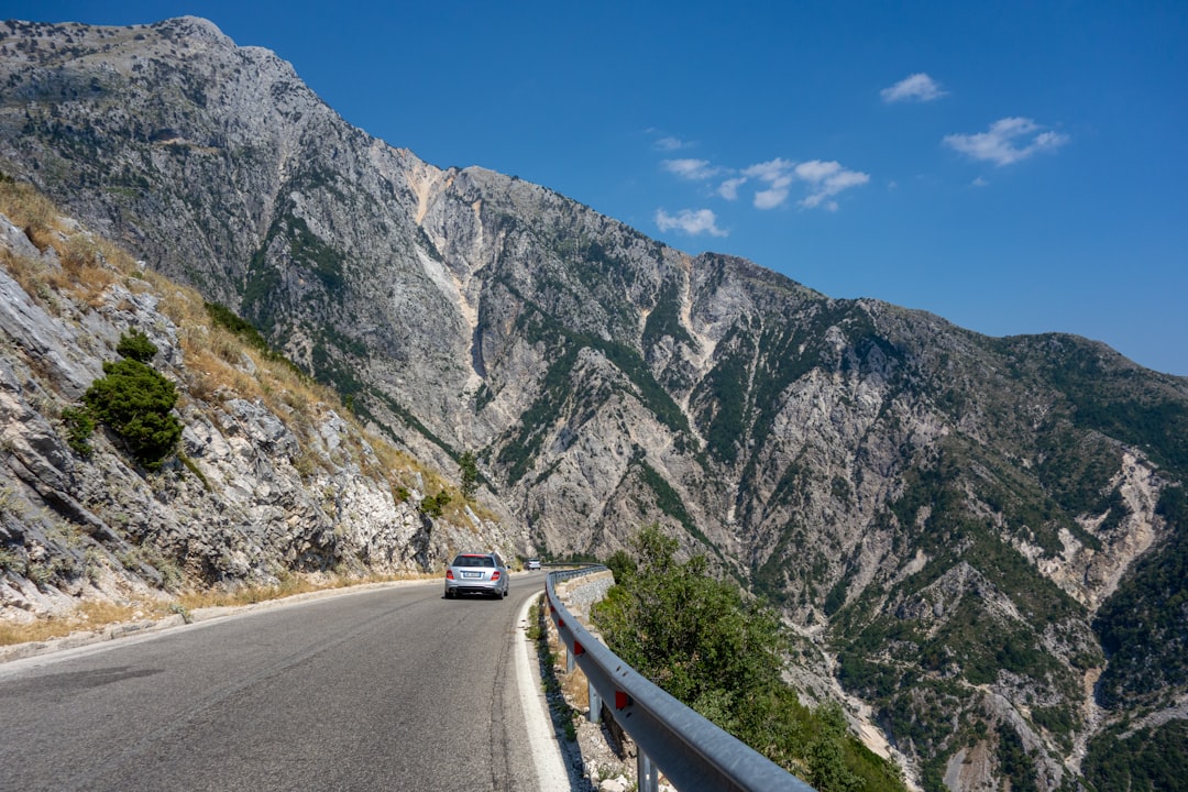 Llogara Pass Albania road view car driving mountain