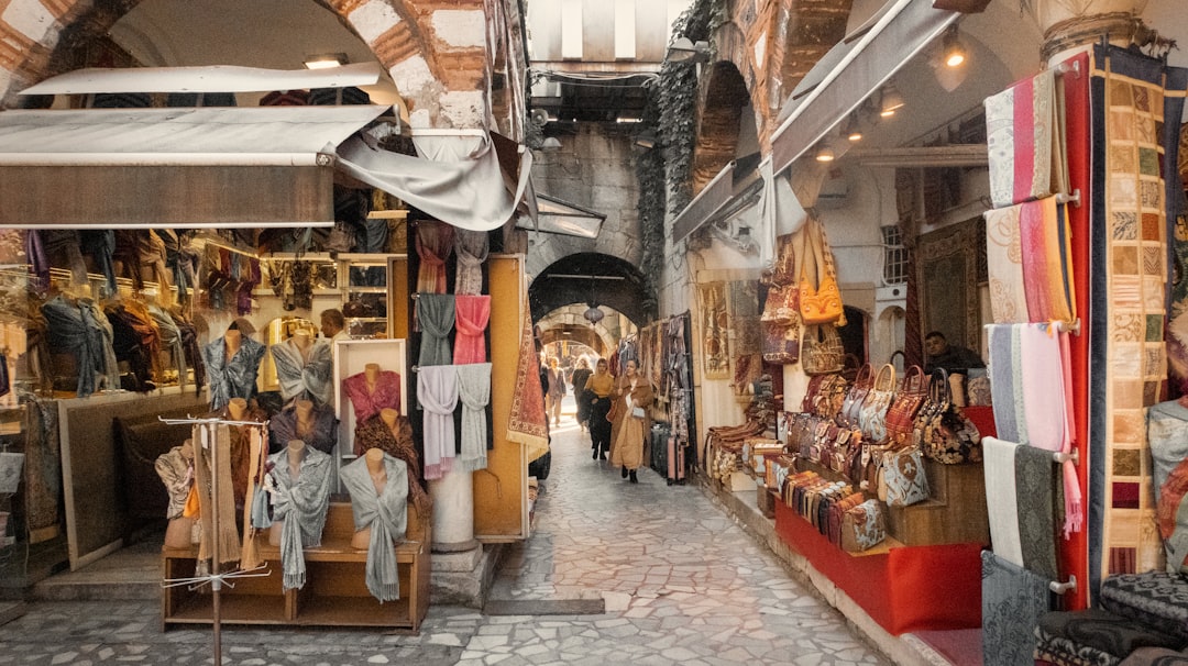 Grand Bazaar Istanbul stalls colorful textiles