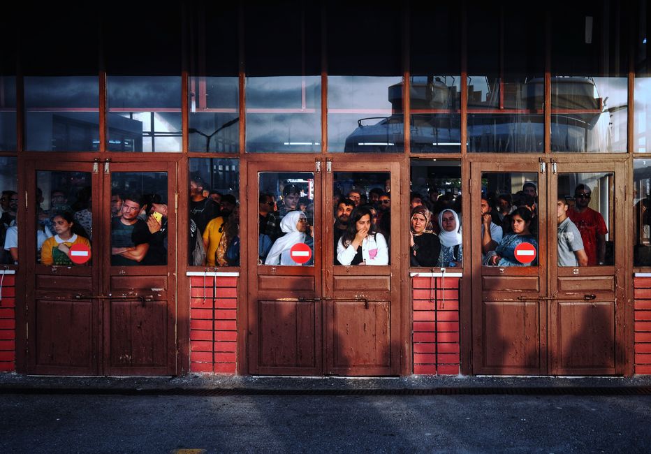 Sozopol bus station exterior sign travelers waiting