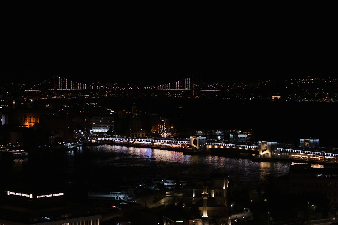 Bosphorus Istanbul night skyline ferries lights