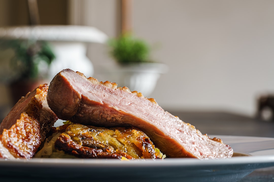 Serbian pljeskavica meat dish close up
