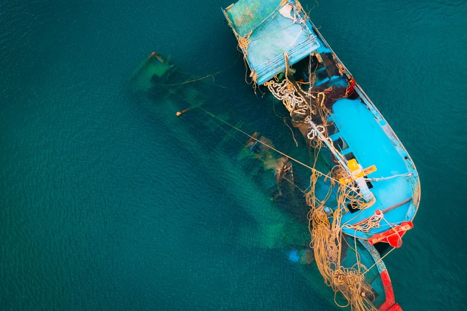 Cargo ship wreck Korčula island deep water Croatia