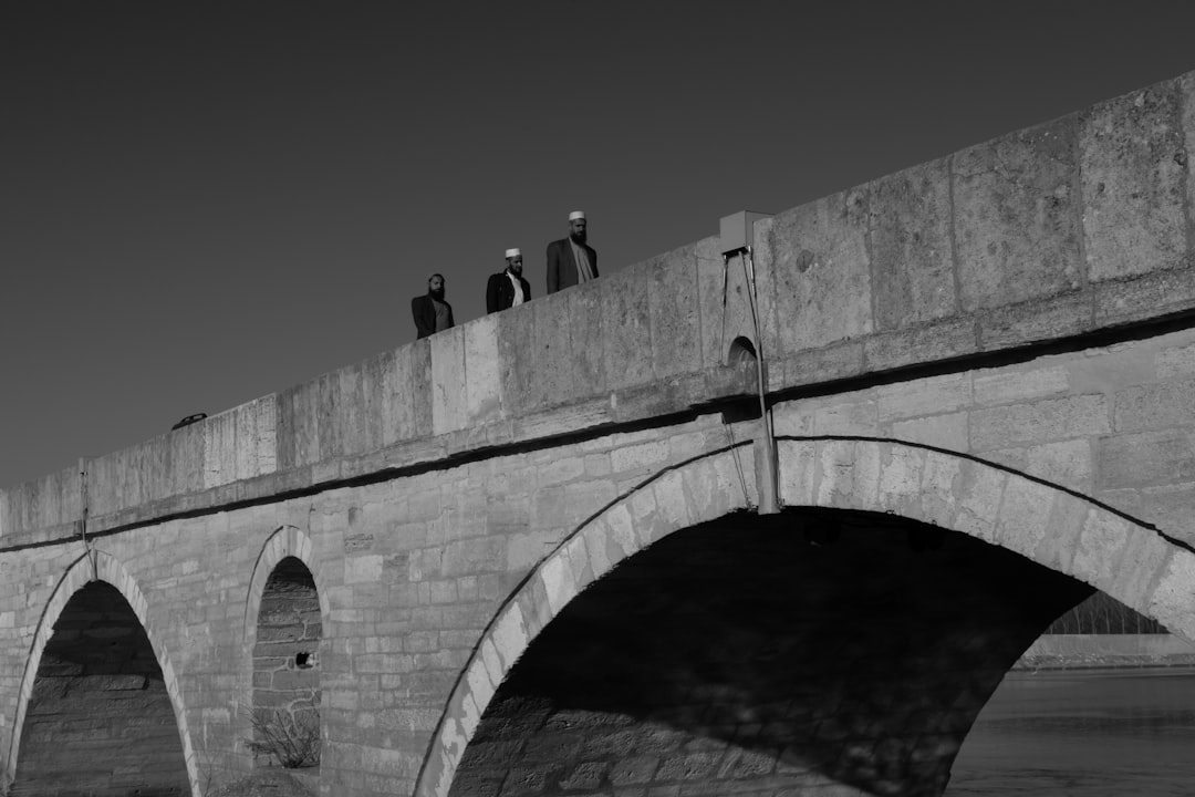 Ergene River Bridge Edirne evening city lights