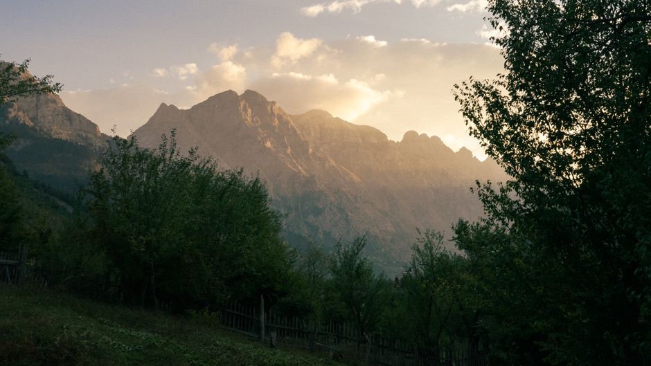 Albanian Alps sunset Valbona valley mountains