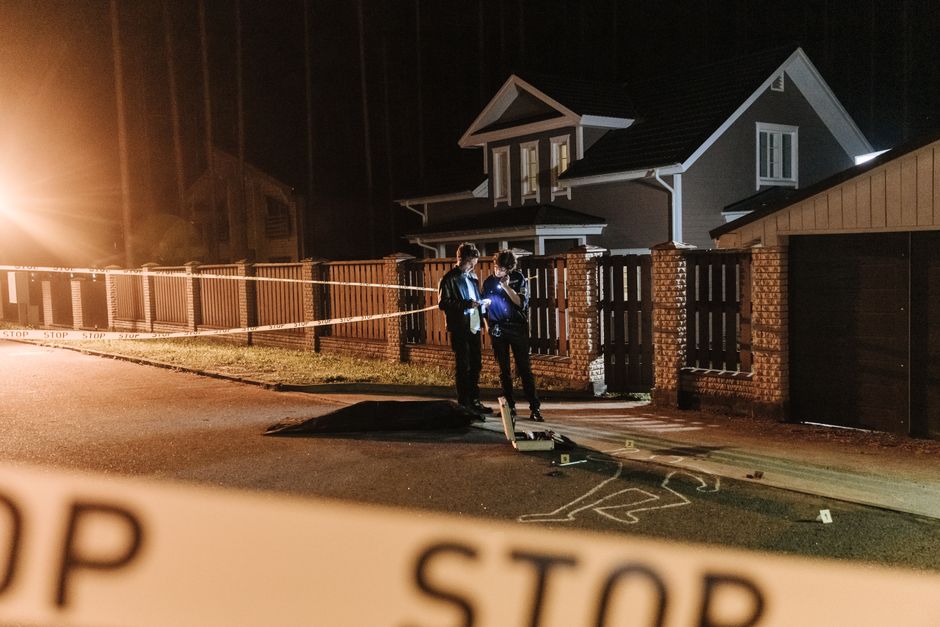 Police officers investigating a crime scene Novi Sad