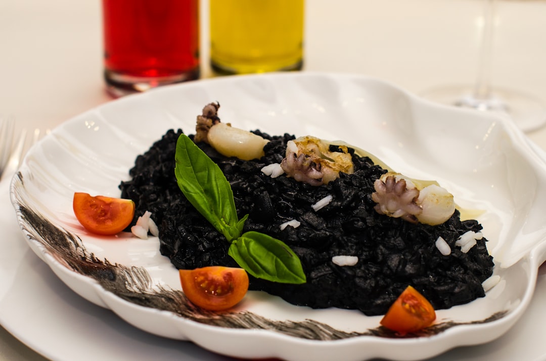 Crni Rižot Montenegro black risotto squid ink plate