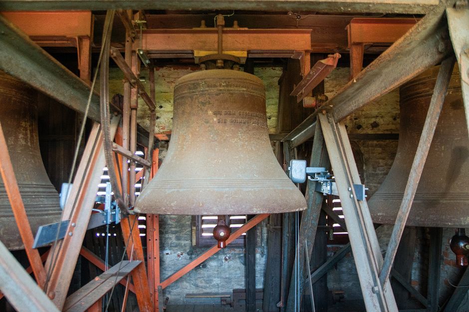 Rila Monastery Bell Tower large bronze bells wooden interior