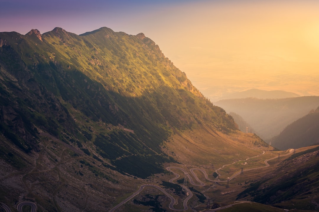 Transfagarasan sunset Fagaras Mountains Romania panoramic view