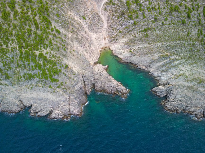 Krsko Beach Perast rocky cove clear water Montenegro