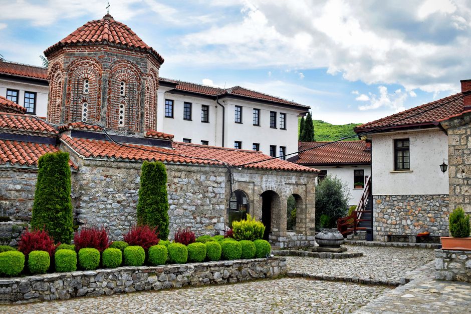 Bachkovo Monastery Bulgaria gardens stone walls