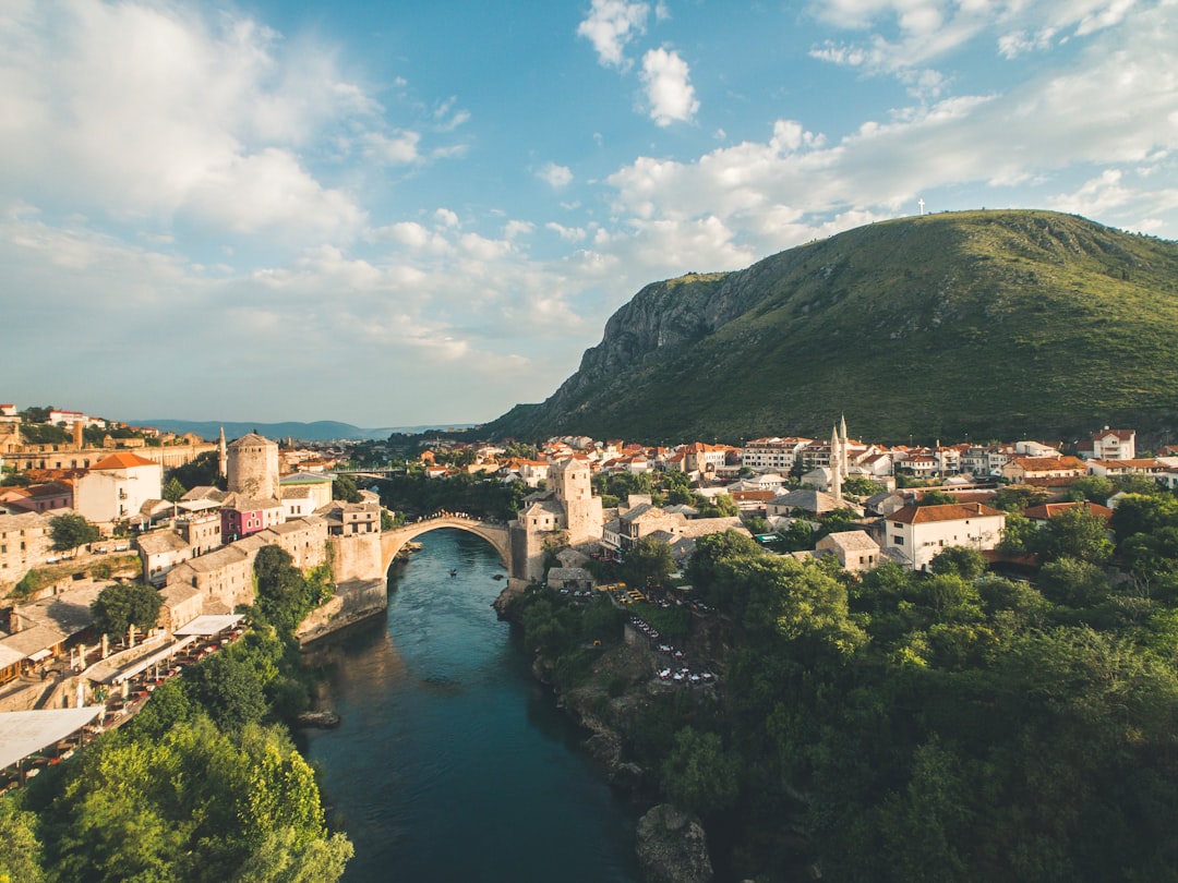 Latin Bridge Mostar Neretva River stone arch quiet atmosphere