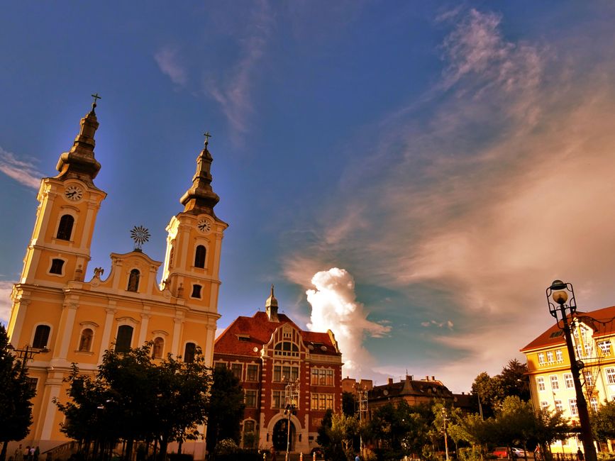 Sokobanja town square historic architecture sunset