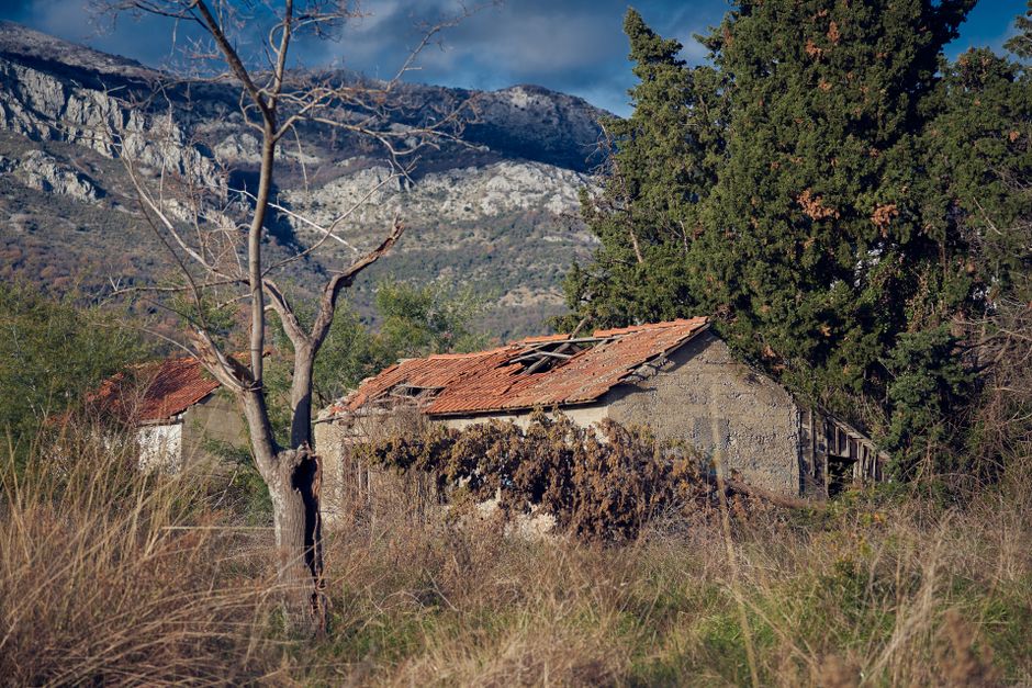 Derwent village ruins Montenegro British houses overgrown