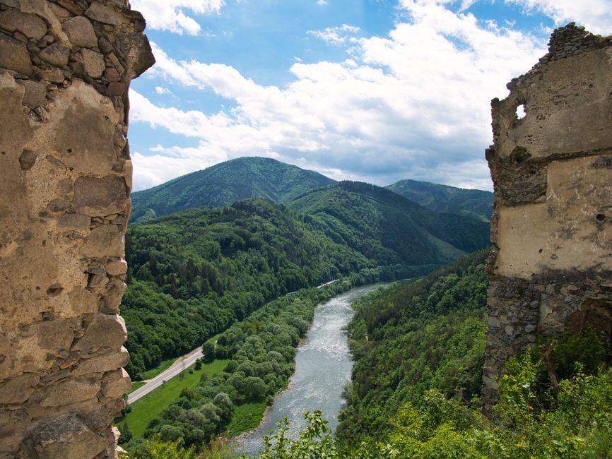 Garacin Fort ruins Bosnia Una River view limestone ridge
