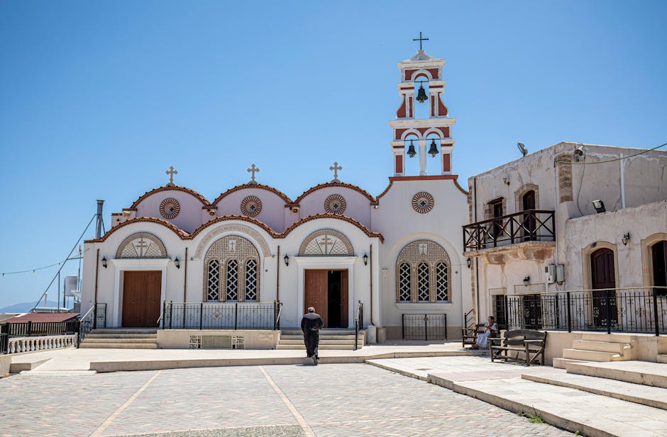 Litochoro town center Greece main square traditional buildings