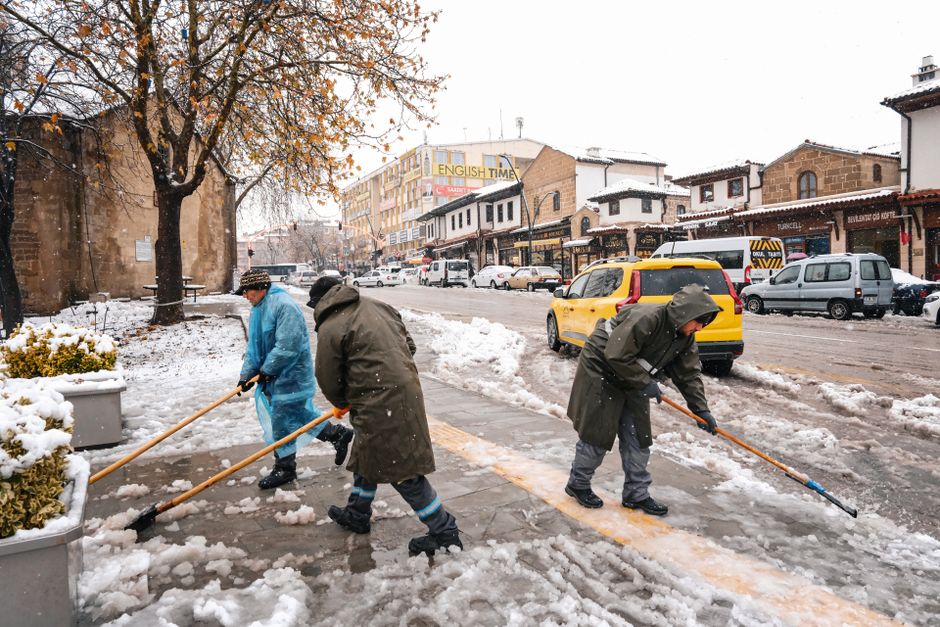 Ankara municipality cleanup crew after storm