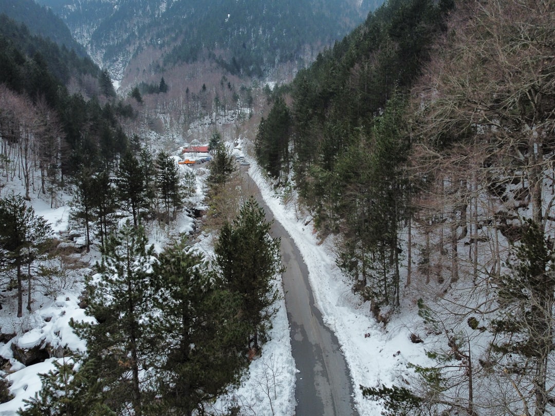 Litochoro Greece bus station mountain road approach