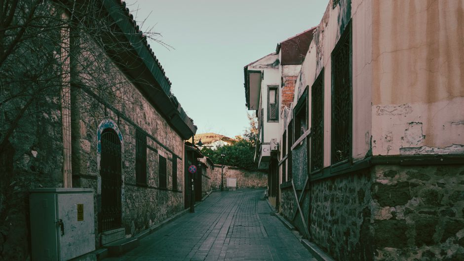Kapana district Plovdiv Bulgaria street art neon lights narrow alley